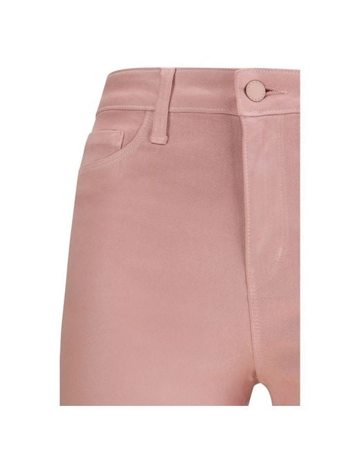 L'Agence Pink Multicolor Cotton Flared Pants