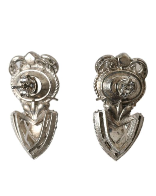 Dolce & Gabbana Multicolor Silver Crystal Stone 925 Sterling Earrings