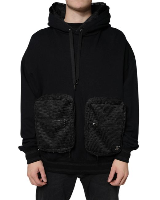 Dolce & Gabbana Black Hooded Pullover Men Sweatshirt Sweater for men