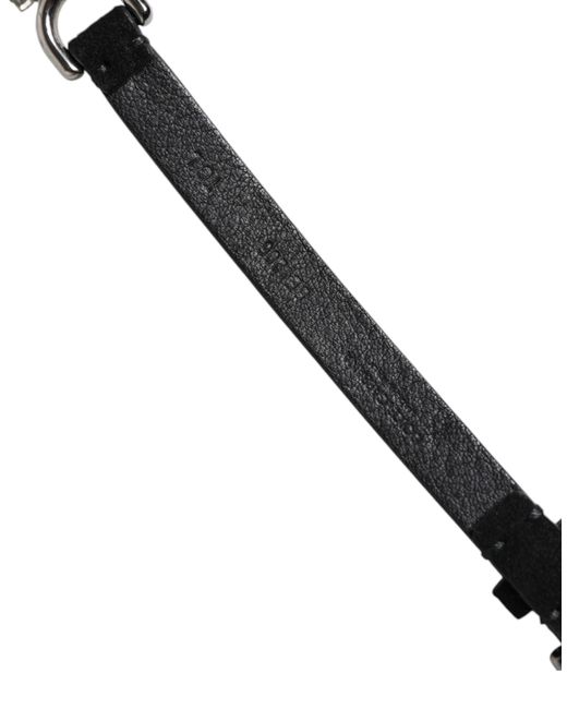 Dolce & Gabbana Black Leather Daisy Crystal Embellish Waist Belt