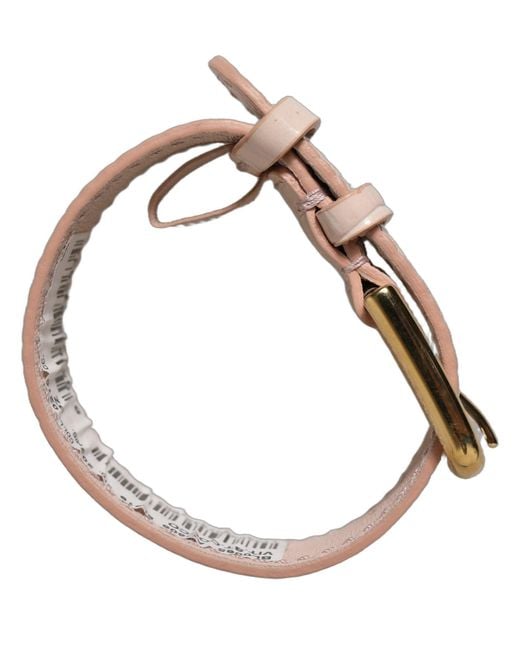 Dolce & Gabbana Pink Embossed Leather Gold Buckle Belt Strap Bracelet