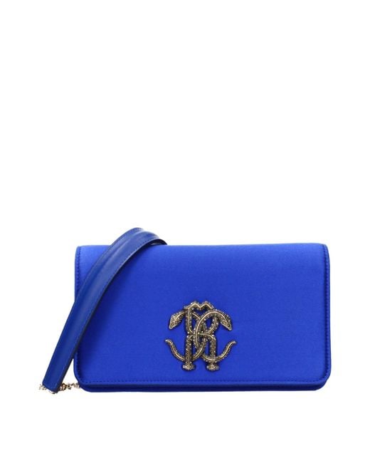 Roberto Cavalli Blue Satin Clutch Bag
