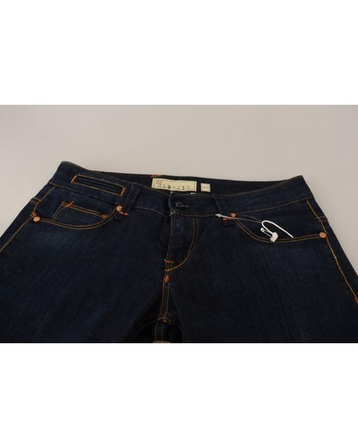 Acht Blue Washed Cotton Low Waist Skinny Denim Trouser Jeans