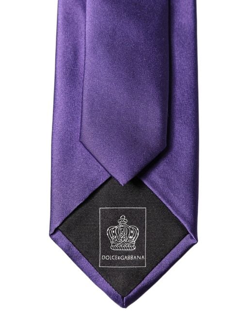 Dolce & Gabbana Purple Satin 100% Silk Adjustable Men Tied Necktie Tie for men