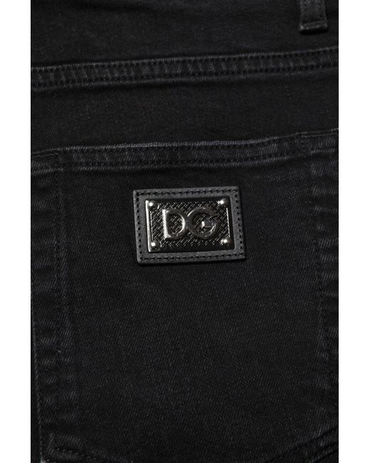 Dolce & Gabbana Black Distressed Slim Fit Jeans for men