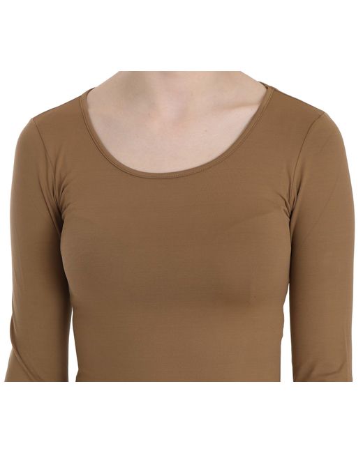 Gianfranco Ferré Long Round Neck Sleeve Fitted Tops Brown Tsh3931