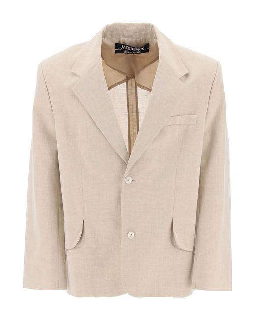 Jacquemus Natural "Single-Breasted Jacket Titled The for men