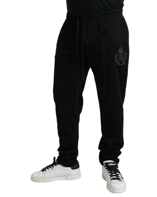 Dolce & Gabbana Black Cotton Logo Jogger Men Sweatpants Pants for men