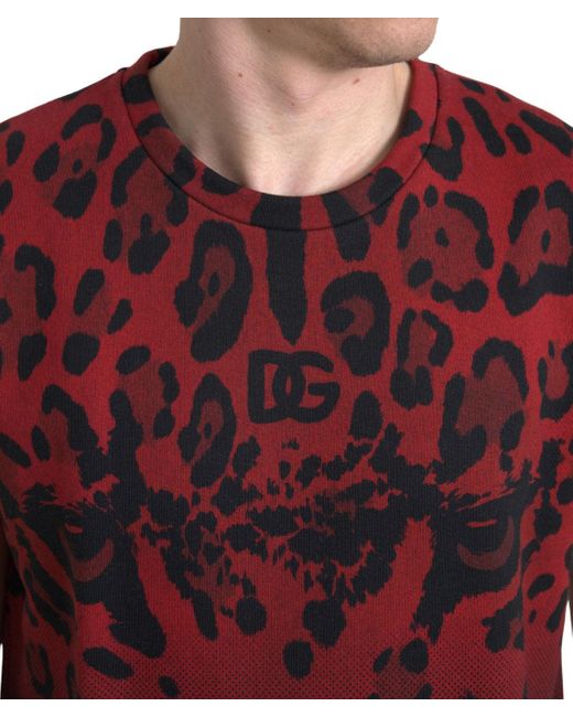 Dolce & Gabbana Red Leopard Cotton Sleeveless Tank T for men