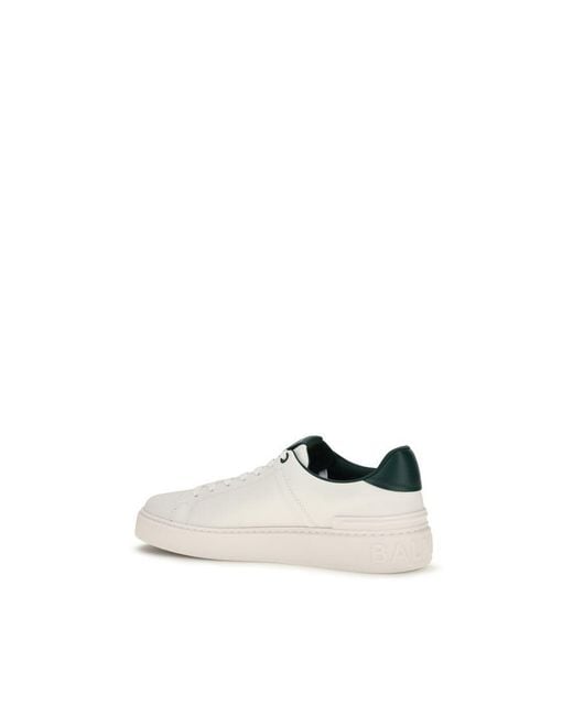 Balmain White Calf Leather Bos Taurus Sneakers for men