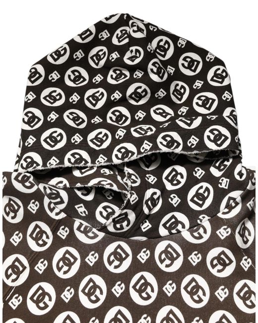 Dolce & Gabbana Black Logo Print Short Sleeve Hoodie for men