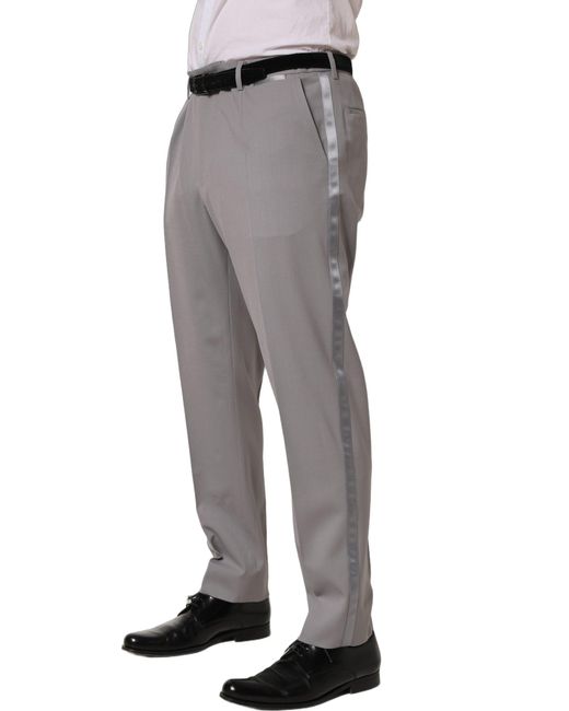 Dolce & Gabbana Gray Wool Tapered Men Dress Trouser Pants for men