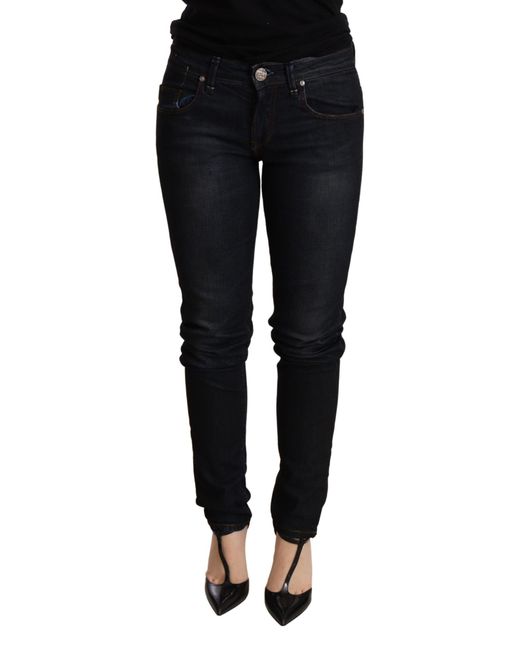 Acht Black Blue Washed Low Waist Skinny Denim Trouser