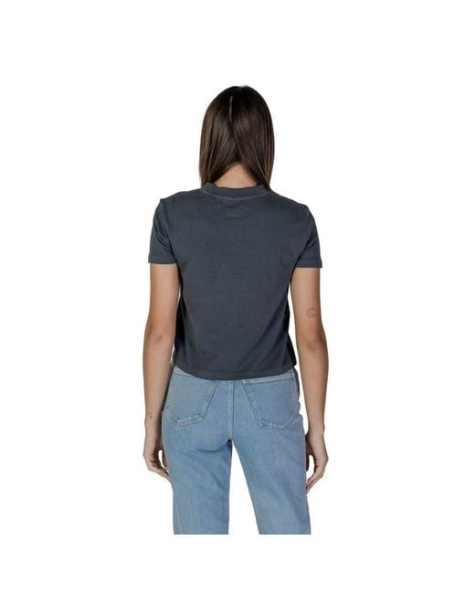 Calvin Klein Blue Black Cotton Tops & T