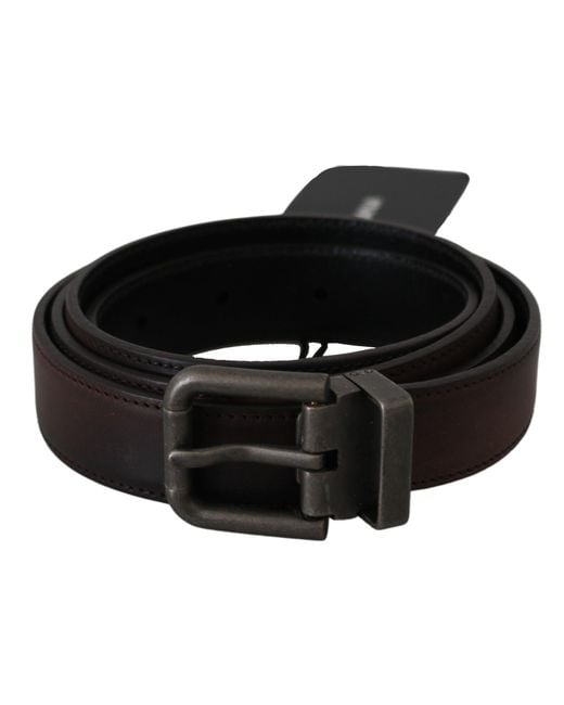Dolce & Gabbana Black Solid Leather Buckle Belt for men