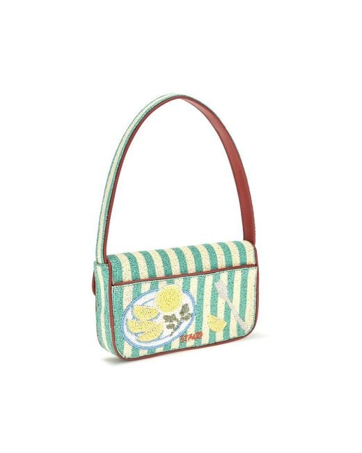 Staud Blue Multicolor Rayon Shoulder Bag