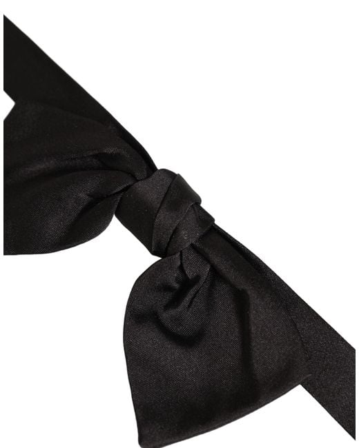 Dolce & Gabbana Men Black 100% Silk Adjustable Neck Papillon Bow Tie for men