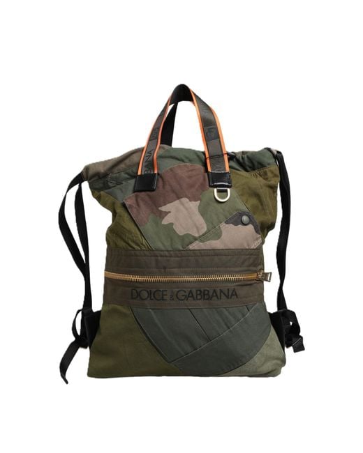 Dolce & Gabbana Military Green Patchwork Rucksack Backpack Borse Men Bag for men