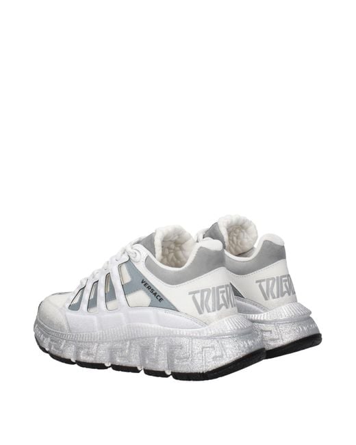 Versace White Sneakers Trigreca Donna Tessuto Bianco/Argento