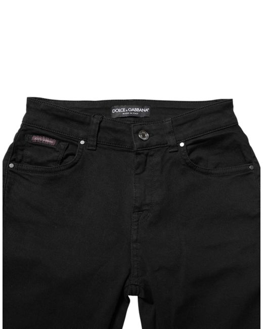 Dolce & Gabbana Black Skinny Cotton Mid Waisted Denim Jeans for men