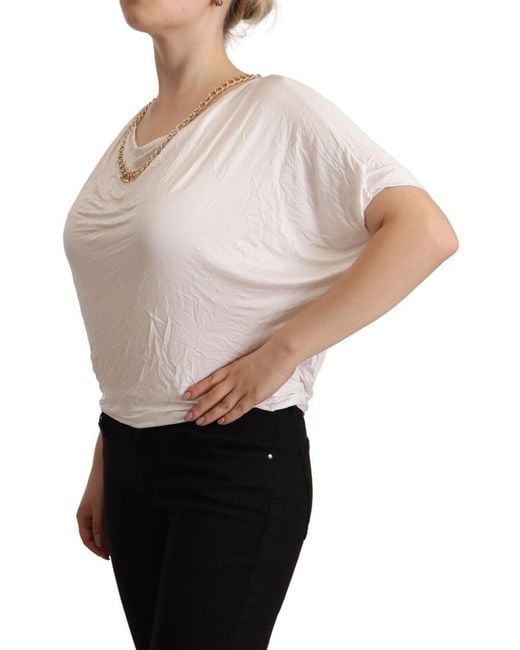Guess White By Marciano Short Sleeves Gold Chain T-shirt Top