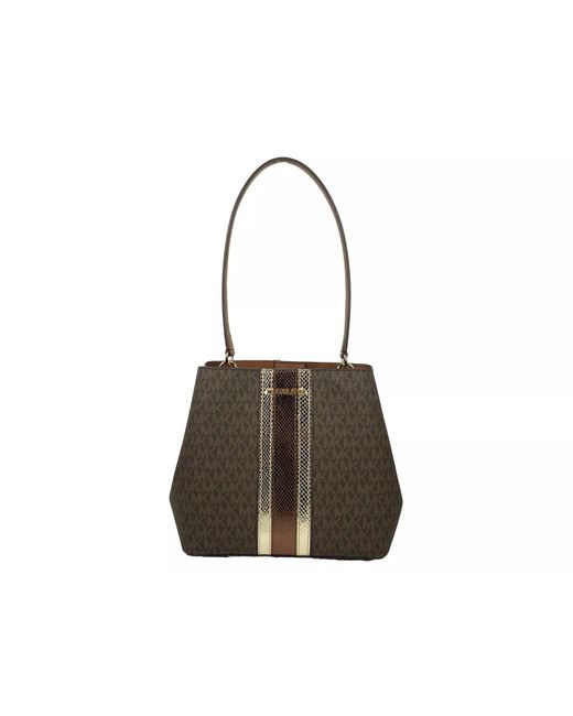 Michael Kors Black Medium Pratt Bucket Shoulder Bag Purse Brown
