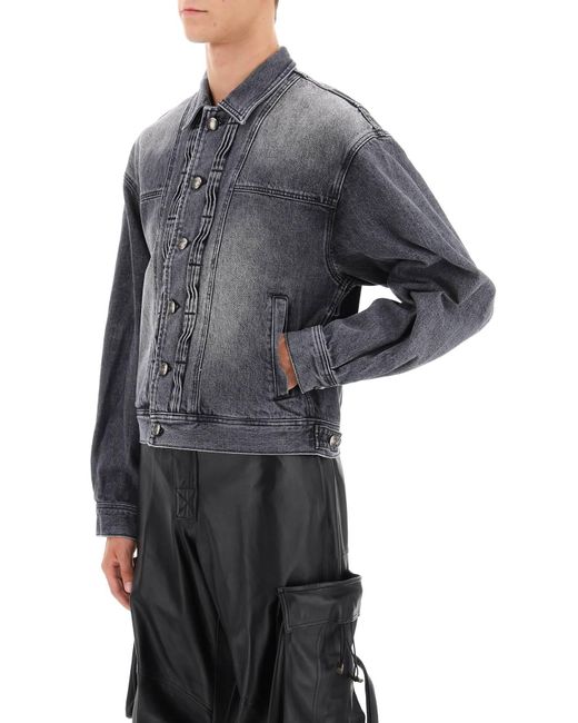 ANDERSSON BELL Gray Denim Jacket With Wavy Details for men