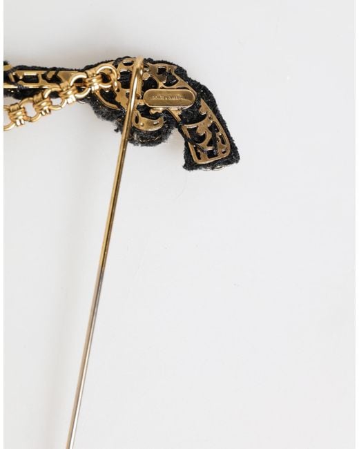 Dolce & Gabbana Multicolor Lapel Pin Brass Copper Revolver Men Accessories Brooch for men