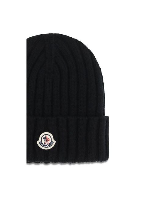 Moncler Black Wool Oves Aries Beanie
