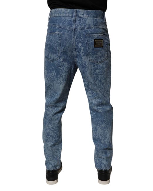 Dolce & Gabbana Blue Tie Dye Cotton Skinny Denim Jeans for men