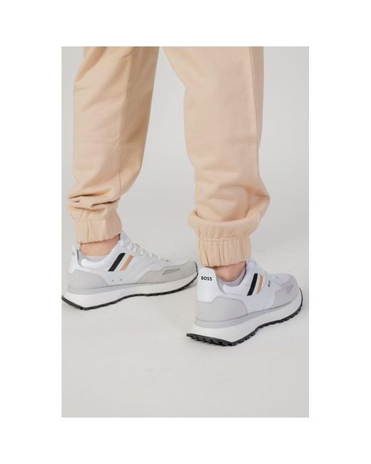 Boss Natural Beige Cotton Joggers (workout Pants) for men