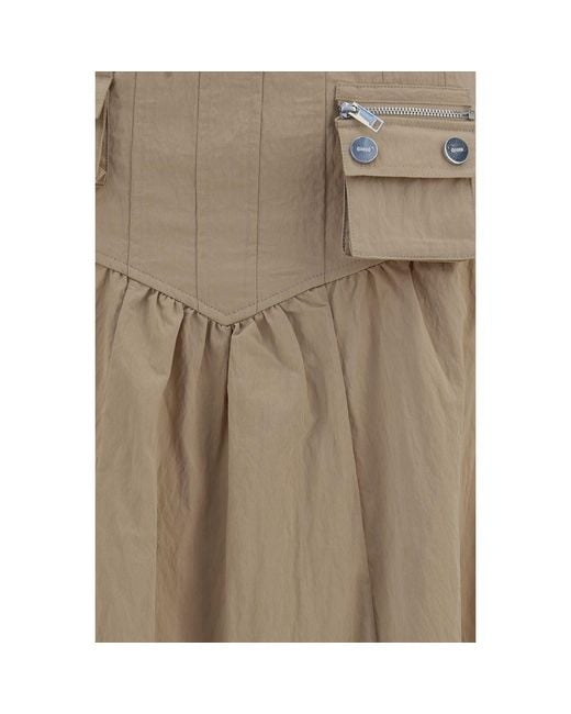 Ganni Natural Beige Cotton Midi Skirt