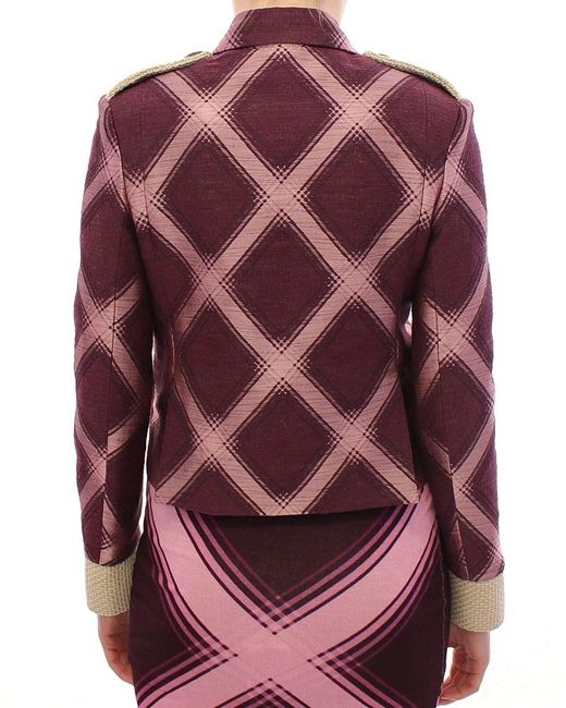 House of Holland Red Check Trench Coat Blazer Purple Jacket