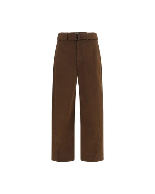 Lemaire Brown Cotton Casual Pants for men