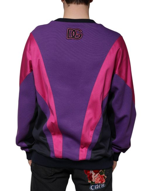 Dolce & Gabbana Pink Multicolor Crew Neck Men Sweatshirt Sweater for men