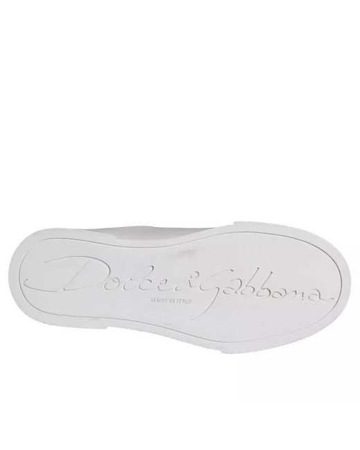 Dolce & Gabbana Gray Patch Calfskin Nappa Portofino Sneakers Shoes