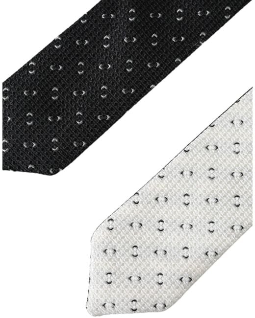 Dolce & Gabbana Black Patterned Adjustable Tie for men
