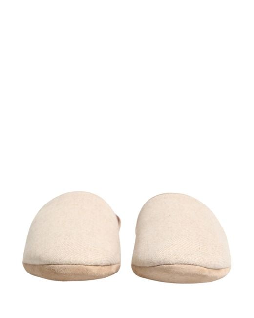 Dolce & Gabbana Multicolor Beige Shetland Wool Red Quilted Slippers Shoes for men