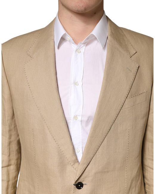 Dolce & Gabbana Natural Taormina Single Breasted Formal 2 Piece Suit Linen for men