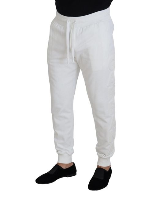Dolce & Gabbana White Elegant Cotton Sweatpants for men