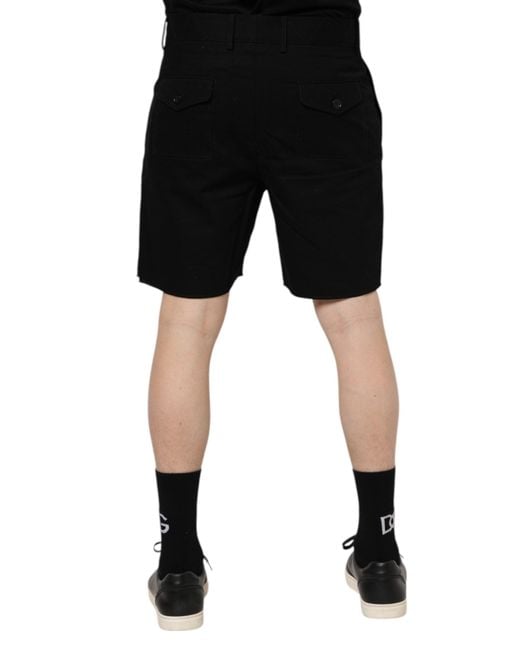 Dolce & Gabbana Black Cotton Knee Length Men Bermuda Shorts for men