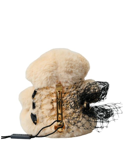 Dolce & Gabbana Natural Teddy Bear Mesh Net Band Hair Clip