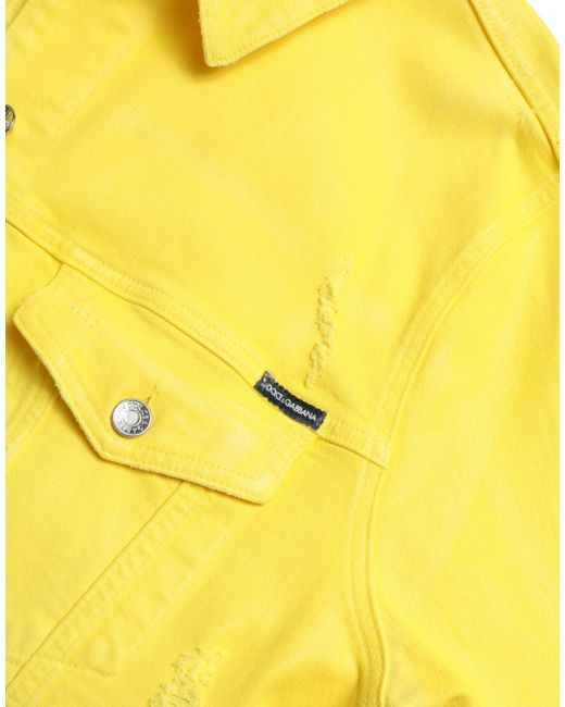 Dolce & Gabbana Yellow Cotton Denim Jeans Coat Jacket