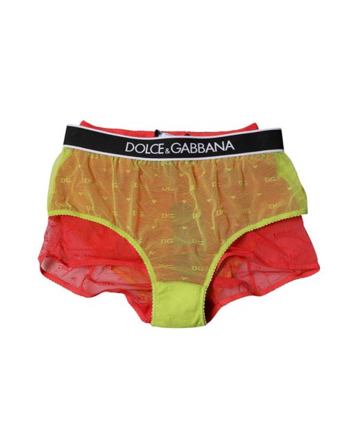 Dolce & Gabbana Red Tulle Mid Waist Panty Underwear