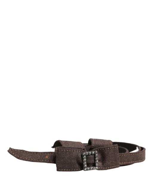 Ermanno Scervino White Dark Brown Wool Bow Embellished Buckle Belt