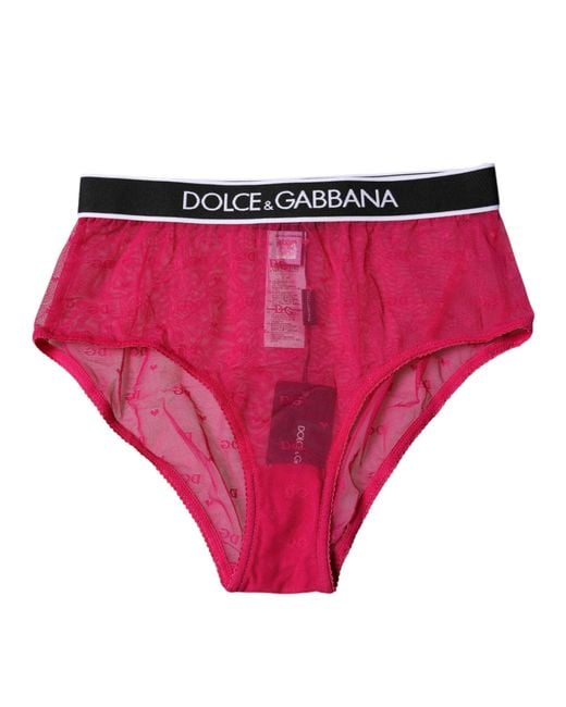 Dolce & Gabbana Pink Fuchsia Tulle Nylon Mid Waist Panty Underwear