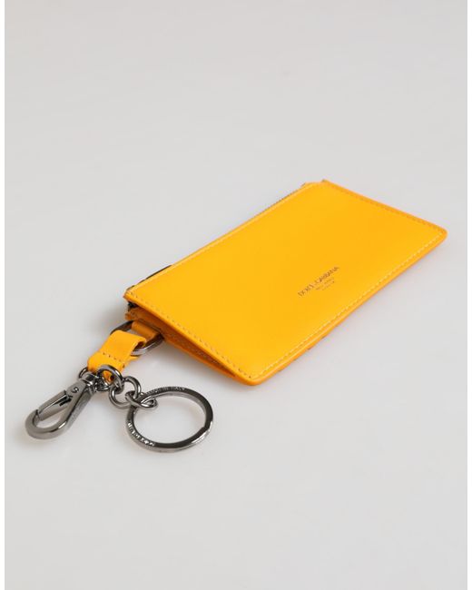 Dolce & Gabbana Gray Leather Credit Card Key Holder Clip On Wallet for men