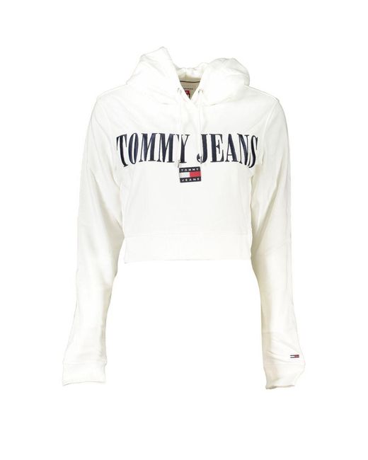 Tommy Hilfiger White Chic Hooded Sweatshirt With Logo Embroidery
