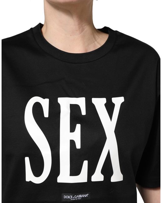 Dolce & Gabbana Black Jersey Graphic Short Sleeve Crew Neck T