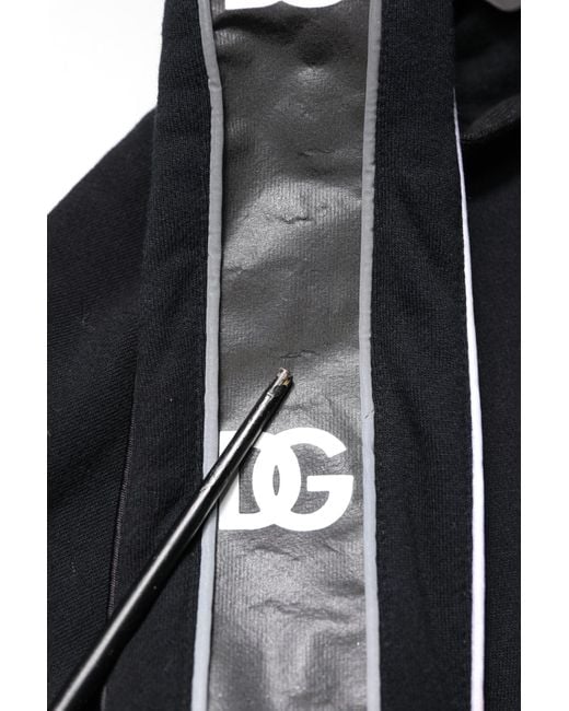Dolce & Gabbana Black Hooded Sweatshirt With Side Stripes for men